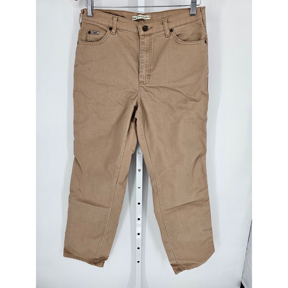 Lee Women's Tan Relaxed Straight Leg Mid Rise Casual Pant Size 10 M